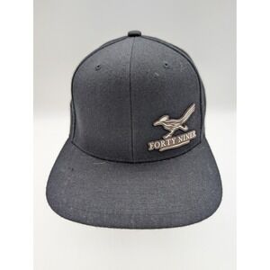 Branded Bills Forty Niner Roadrunner Snapback Hat Black Flat Bill High Crown Cap